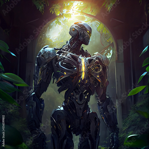 Android Robot in jungle
