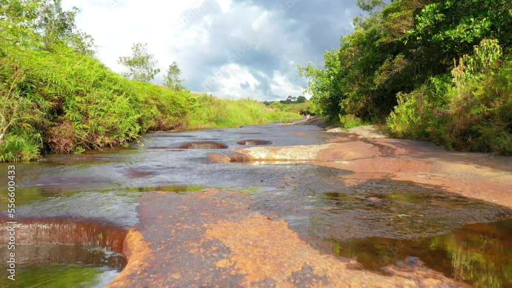 Red riverbed with natural round holes Red riverbed with natural round holes