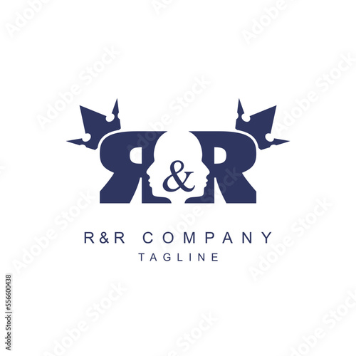 Royal luxury logo with R letter silhouette. Medieval king profile.