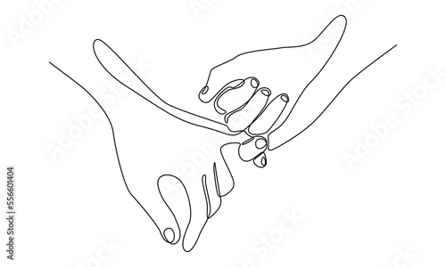 continuous line of couple holding hands