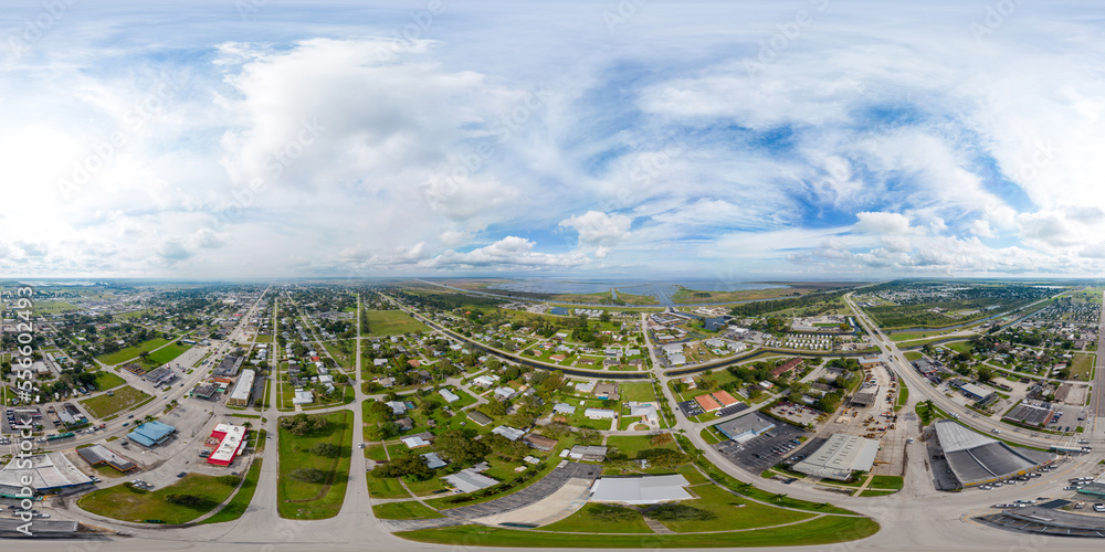 Fototapeta premium Aerial 360 vr spherical photo Clewiston FL USA