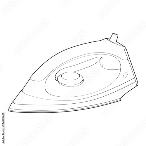 Iron electric outline vector. Vector art illustration appliance home on white background. Isolated outline illustration of iron electric for coloring book.