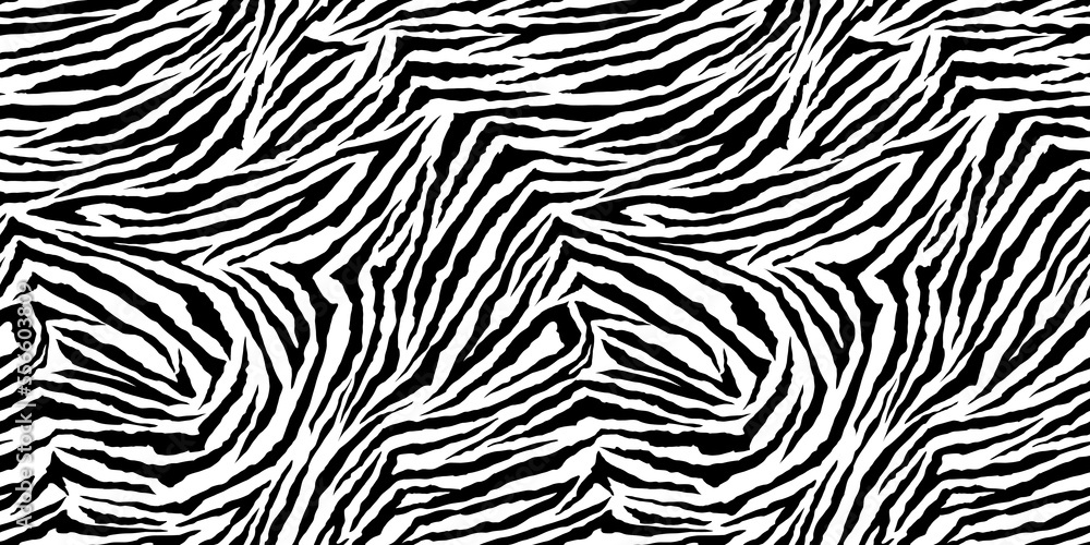 Tiger print pattern seamless design on black and white pattern