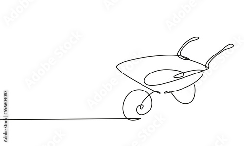 Cart Minimalist One Line Drawing. Cart Simple Line Art Trendy Illustration. Vector EPS 10