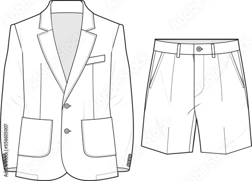 UNISEX WEAR BLAZER AND SHORT SUIT CORPORATE WEAR DRESS FLAT DESIGN VECTOR