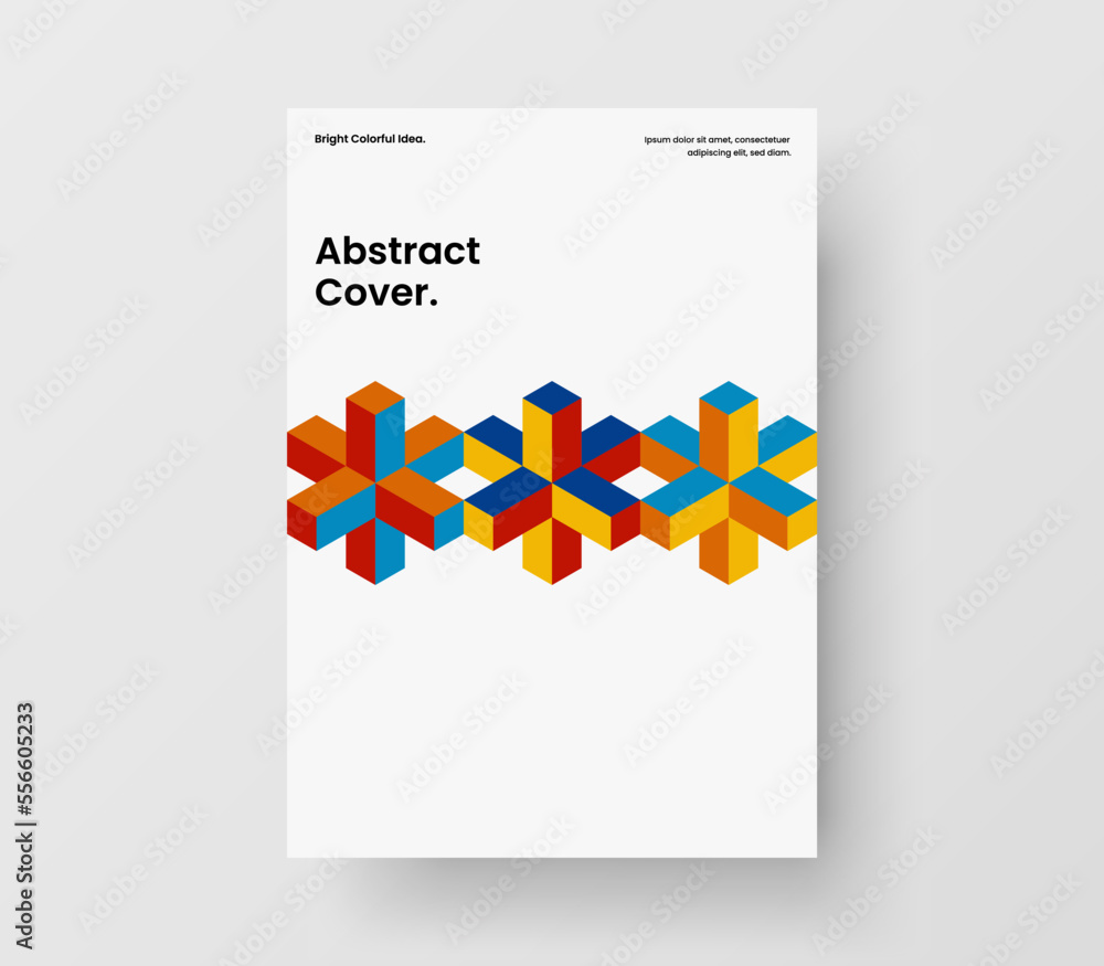 Fototapeta premium Isolated mosaic pattern pamphlet illustration. Trendy company identity A4 vector design concept.