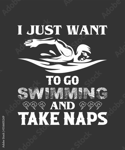 Swimming lover theme, slogan graphics, and illustrations with patches for t-shirts and other uses.