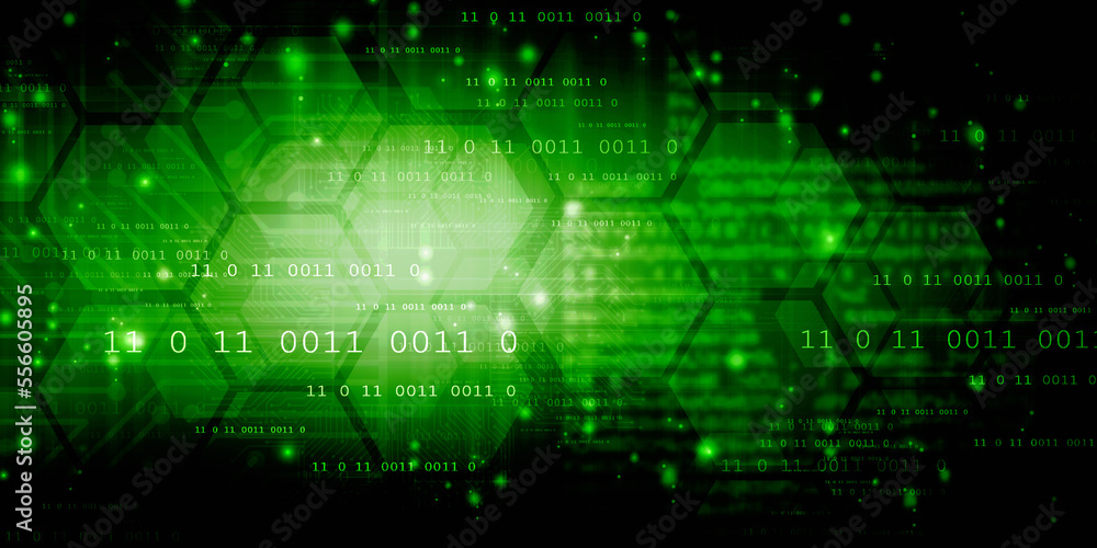 Obraz premium 2d illustration abstract digital binary data on computer screen
