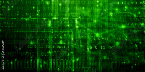 2d illustration abstract digital binary data on computer screen 