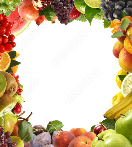 Fototapeta Naklejka Na Ścianę i Meble -  Frame of fruits isolated
