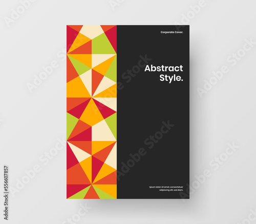 Isolated presentation design vector layout. Unique mosaic pattern journal cover template.