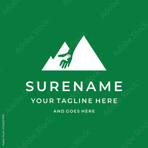 charity mountain hand give help donation eruption humanity custom logo design for non-profit logo design vector illustrations custom logo design 
