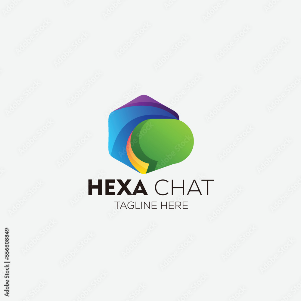 hexagon chat logo design gradient color template hexagon chat logo design gradient color template