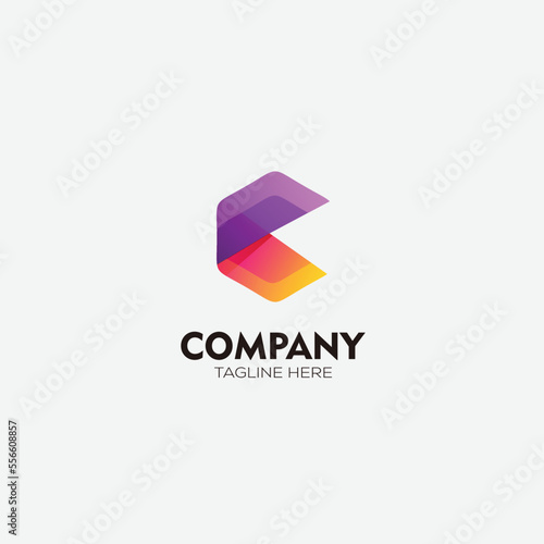 letter c logo design gradient color icon