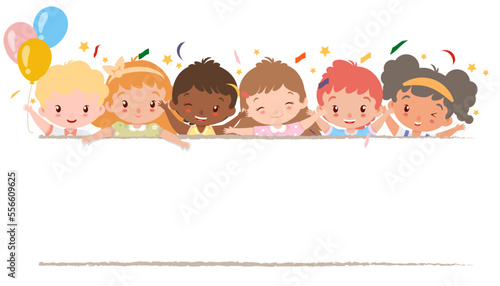 cute kids banner, title frame