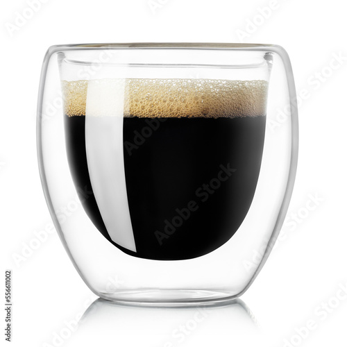 glass of espresso coffee isolated on white background