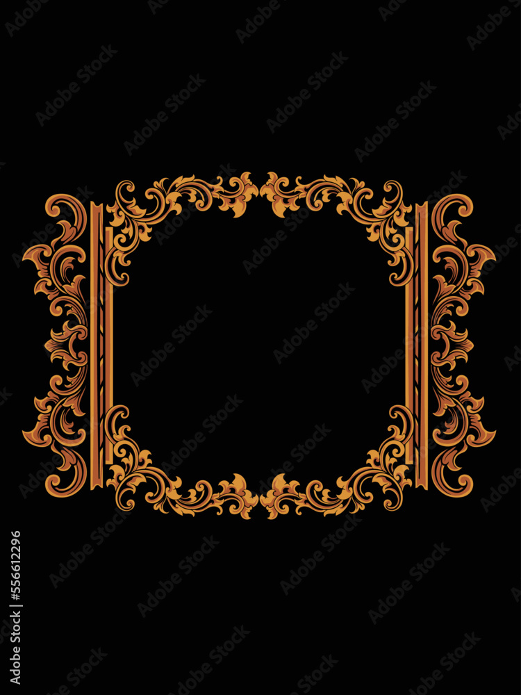 luxury greeting card vector design with classic style engraved ornament for elements, editable color