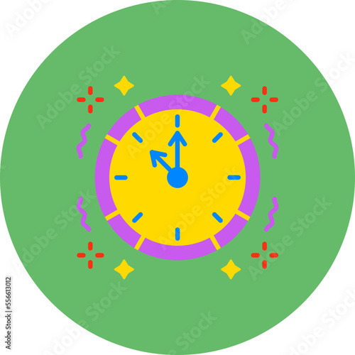 Clock Multicolor Circle Flat Icon