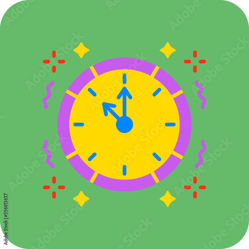 Clock Multicolor Round Corner Flat Icon