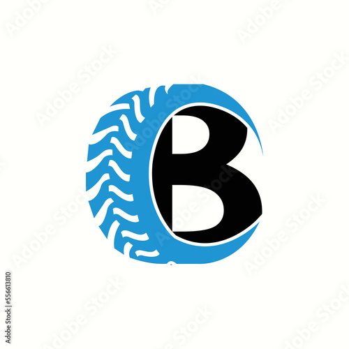 logo letter b with icon car tires vector design	