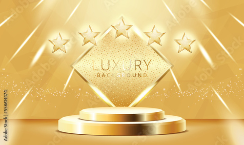 Luxury gold podium scene for product presentation vector. gold luxury background.