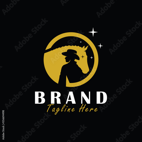 cowboy horse vector illustration logo design