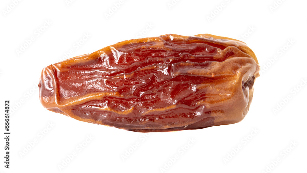 One dried date isolated on white background. One dried date isolated on white background.
