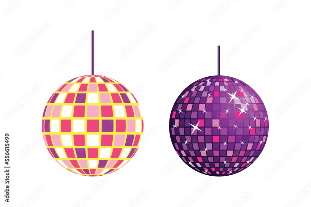 colorfull disco ball set on white background colorfull disco ball set on white background