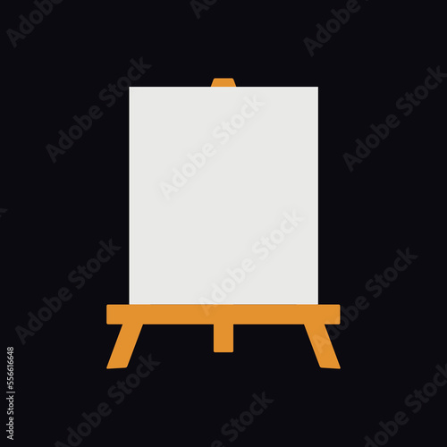 Flat vector painting tools in childish style. Hand drawn art supplies, easel with canvas