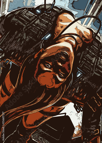 Woman Action Illustration Creative Poster Image