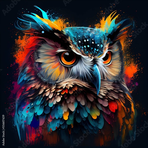 Fényképezés Abstract owl paint