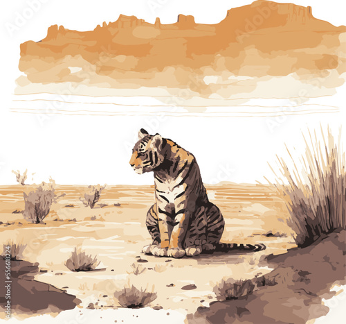Canvas Print Watercolor Tiger illustrate