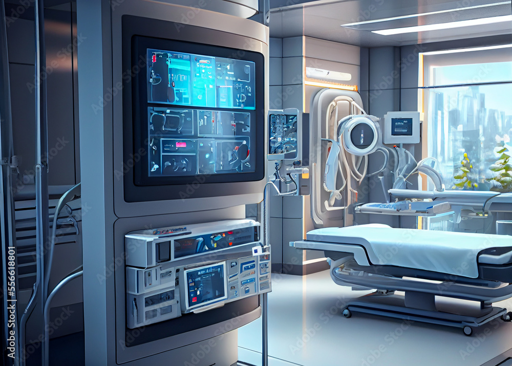 Futuristic hospital with new modern equipment, ai illustration Futuristic hospital with new modern equipment, ai illustration