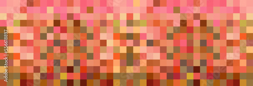 Pixel texture background digital mosaic vector frame or pixilate warm orange yellow red pink multicolor abstract blocks greed banner graphic design, geometric tile for fabric textile backdrop image