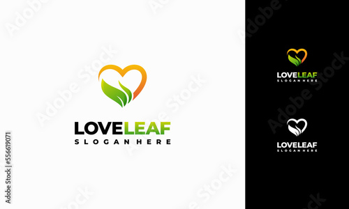 Love Leaf logo designs concept vector, Nature logo template icon