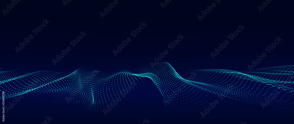 Wave of particles. Digital wave background concept. Abstract technology ...