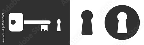Key hole icon or keyhole lock pictogram black white isolated clipart vector simple shape silhouette graphic image