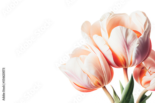 Bouquet of fresh  colorful tulip flowers isolated on white with copy space. Ideal for projects.