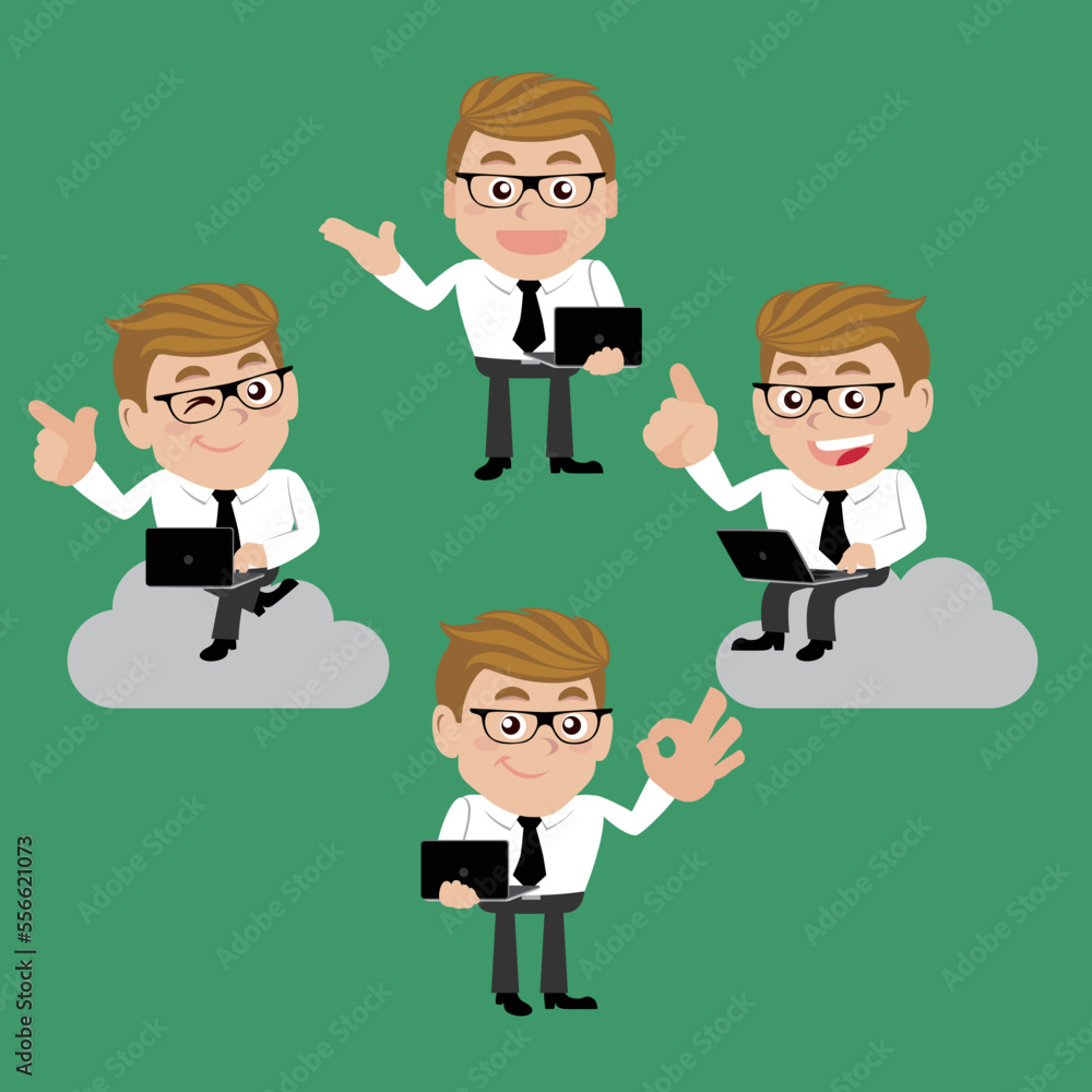 Set of man characters in different poses Set of man characters in different poses