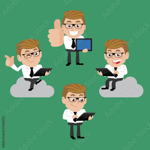 Set of man characters in different poses