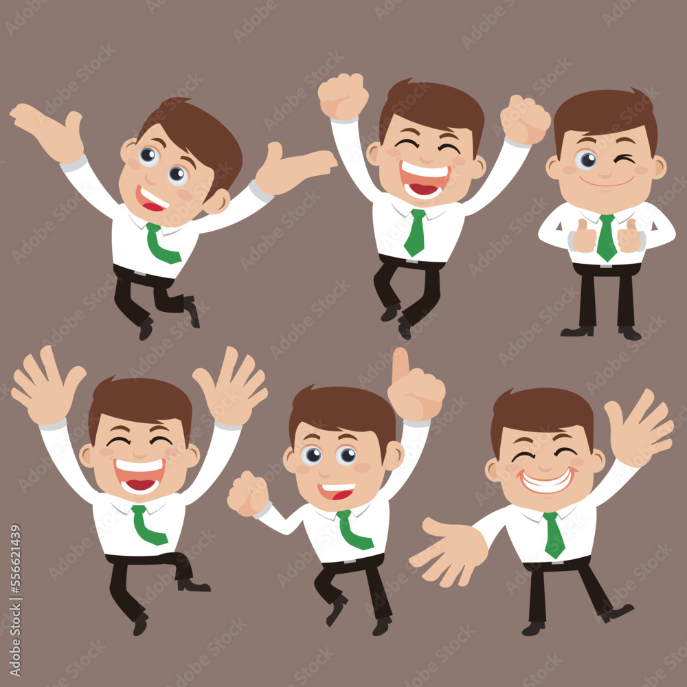 Set of businessman characters in different poses Set of businessman characters in different poses