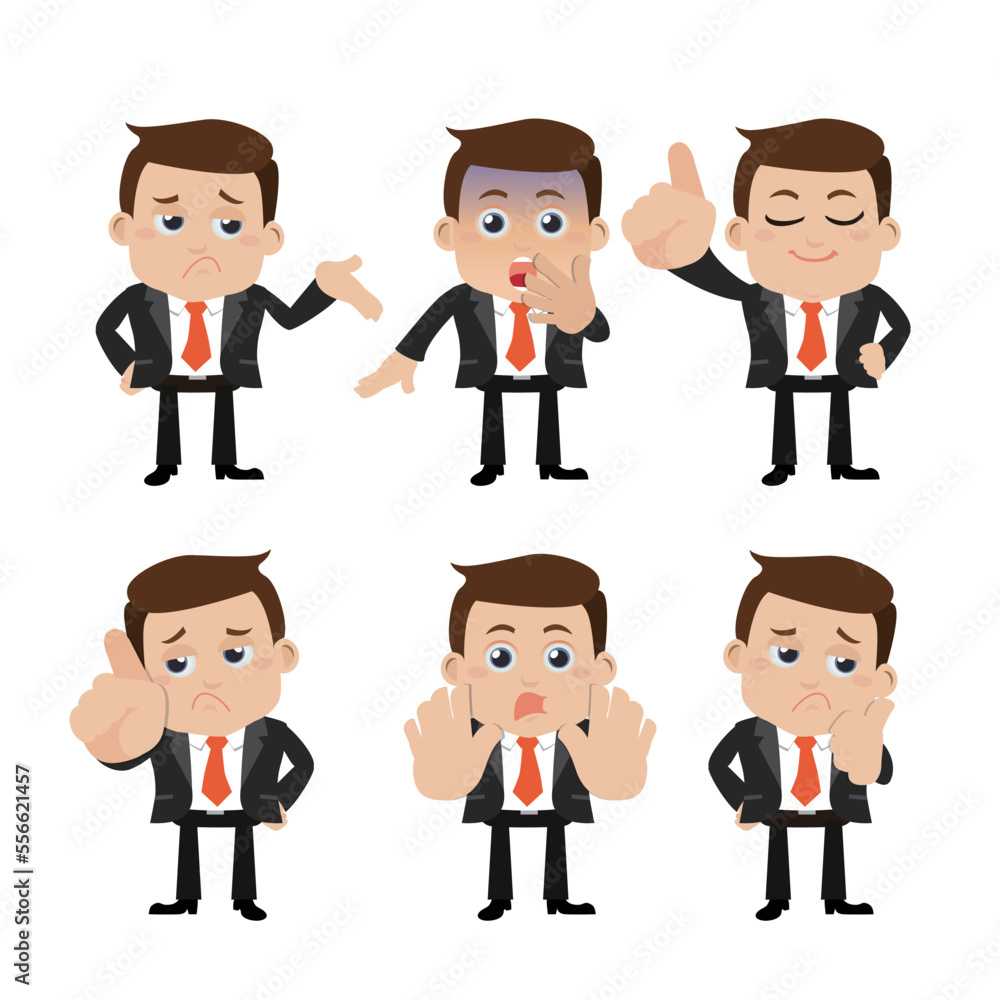 Set of businessman characters in different poses