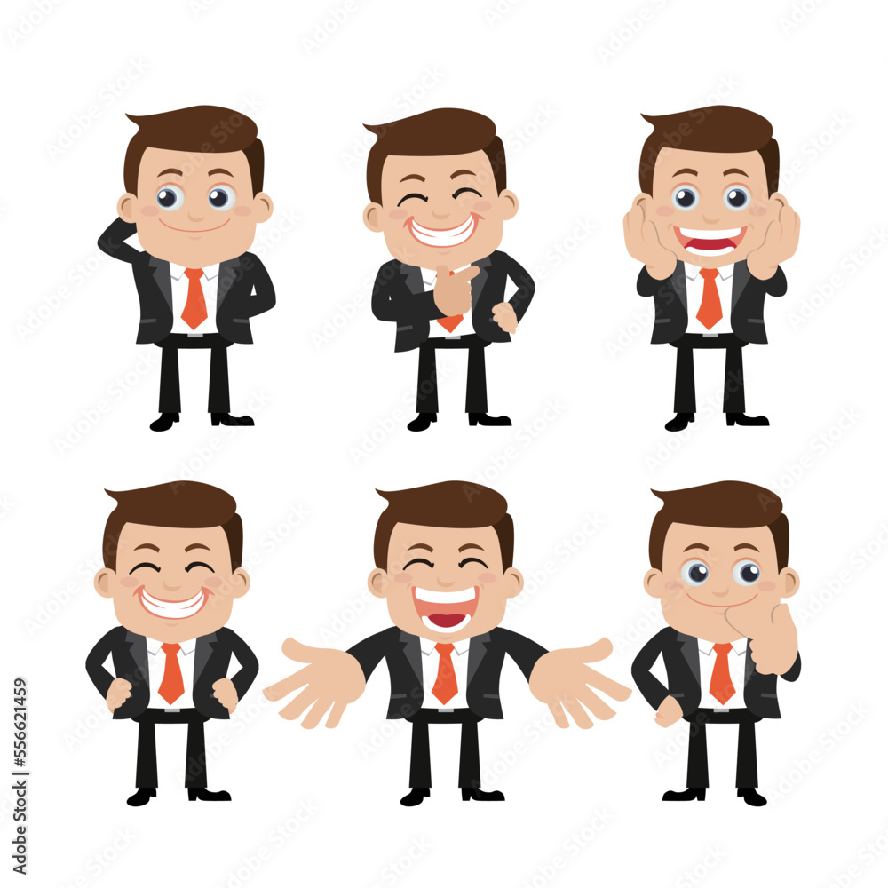 Set of businessman characters in different poses Set of businessman characters in different poses