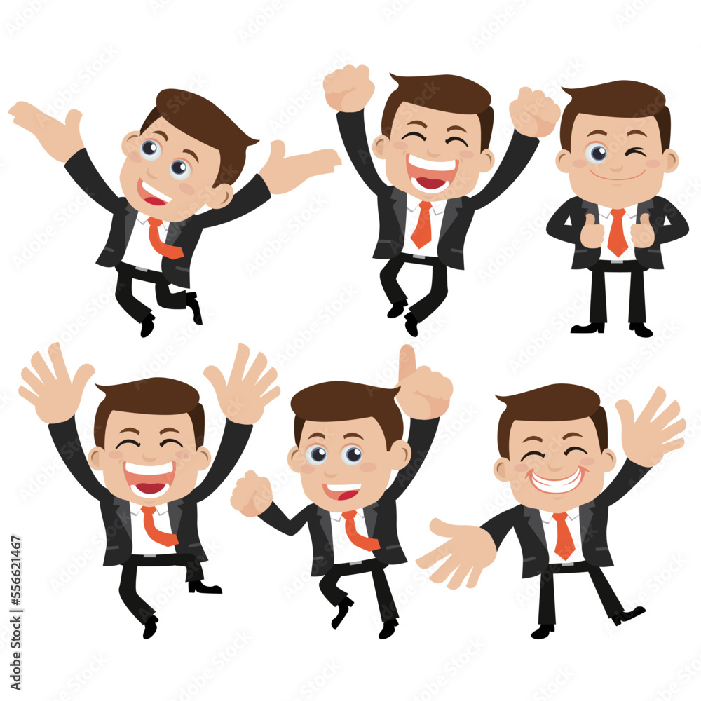 Set of businessman characters in different poses Set of businessman characters in different poses