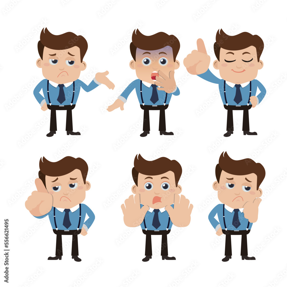 Set of businessman characters in different poses Set of businessman characters in different poses