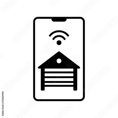 Smart garage apps icon with smartphone