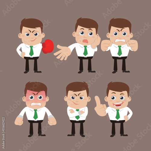 Set of businessman characters in different poses
