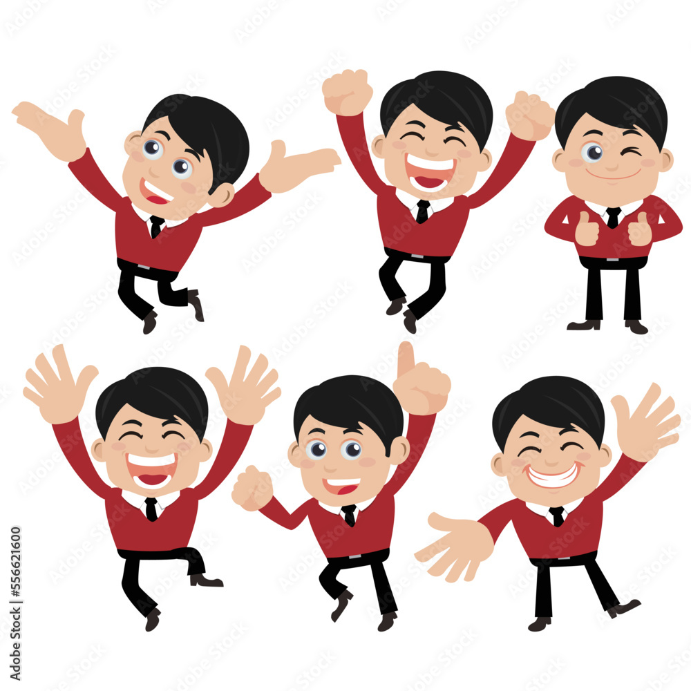 Set of businessman characters in different poses Set of businessman characters in different poses
