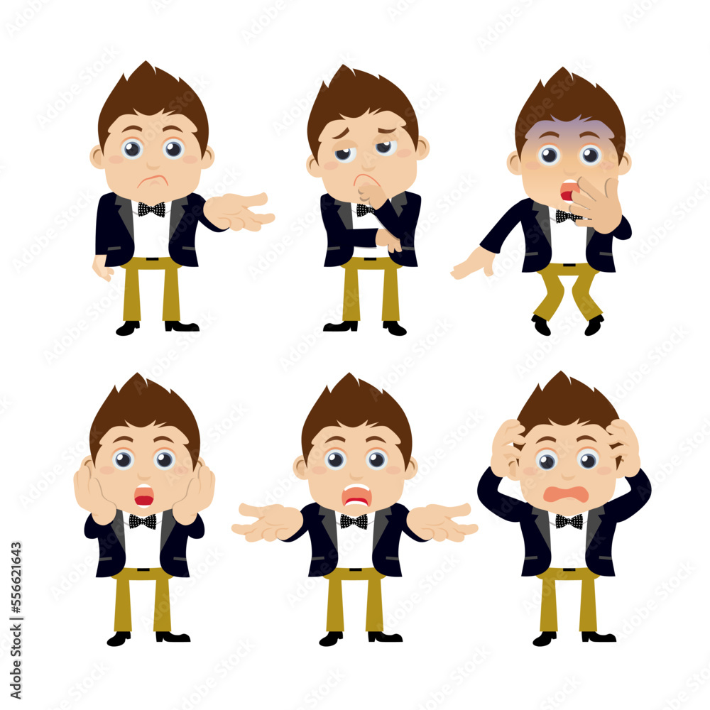Set of businessman characters in different poses Set of businessman characters in different poses