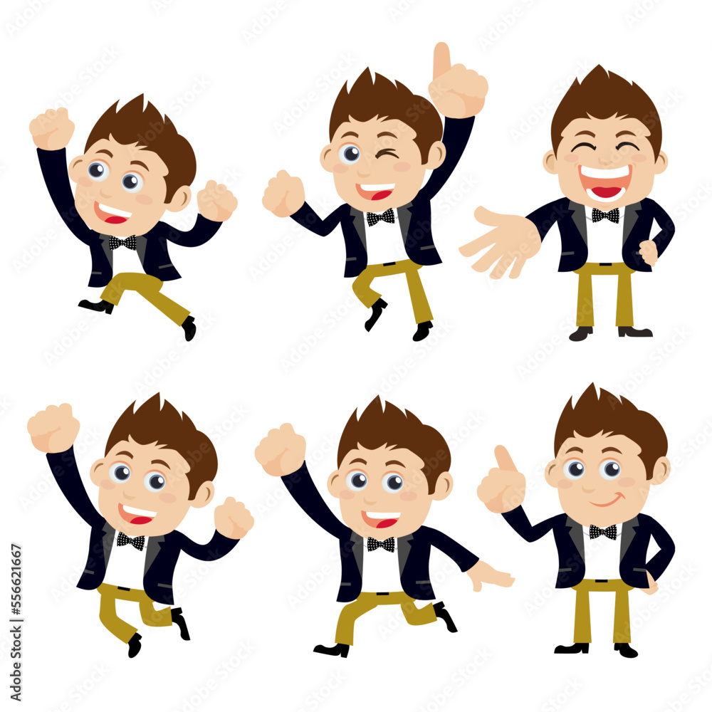 Set of businessman characters in different poses Set of businessman characters in different poses